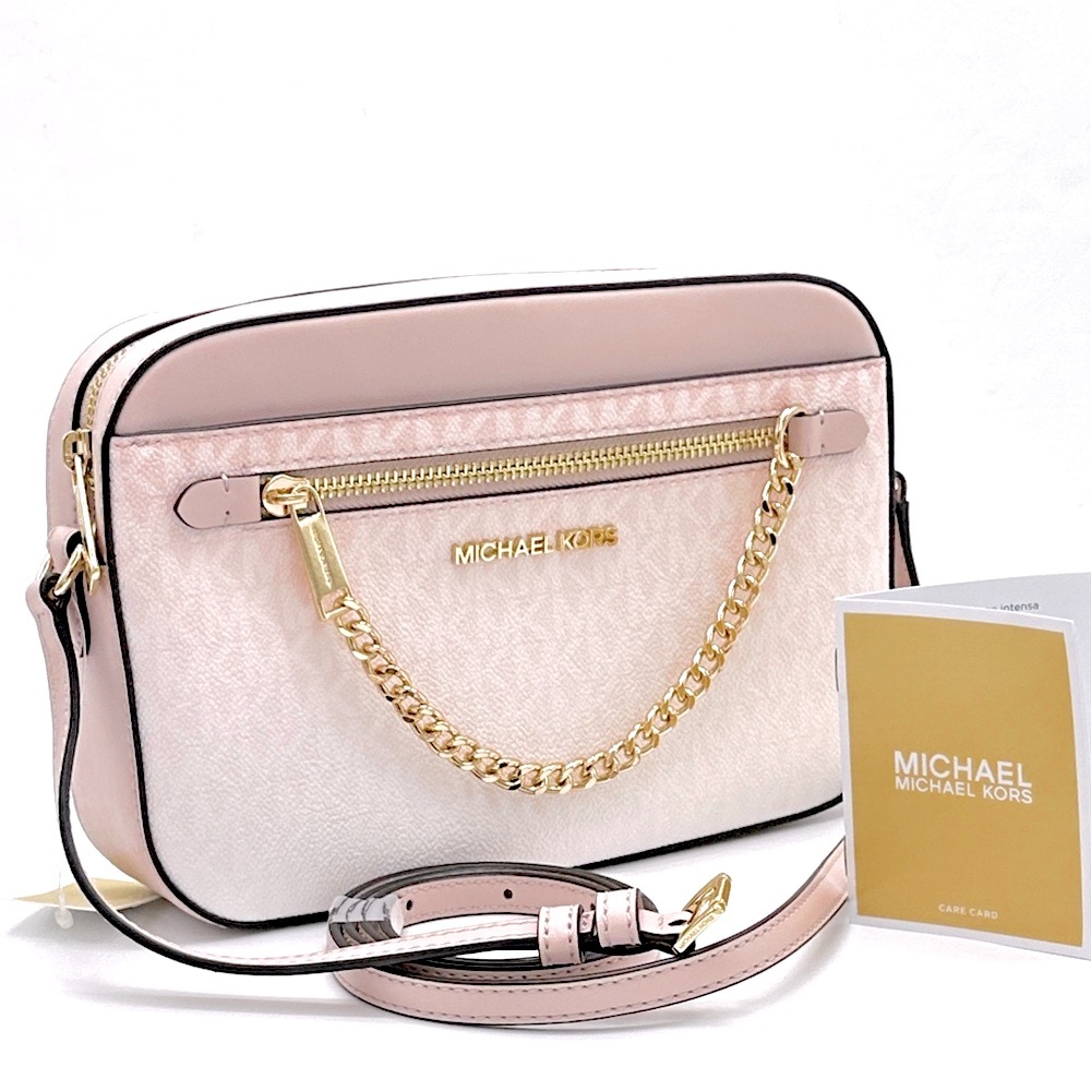 Michael Kors Jet Set Large Ombré Signature Logo East West Crossbody Powder Blush - Picture 1 of 12